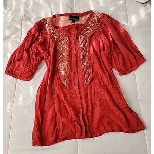 Cynthia Rowley Medium Blouse Boho Vintage Style Romantic Cottagecore Flowy Retro